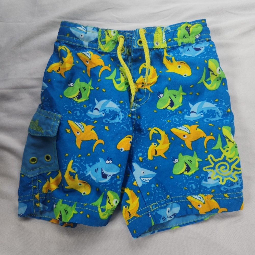 UV skins boys 2T Blue Shark swim trunks #F001